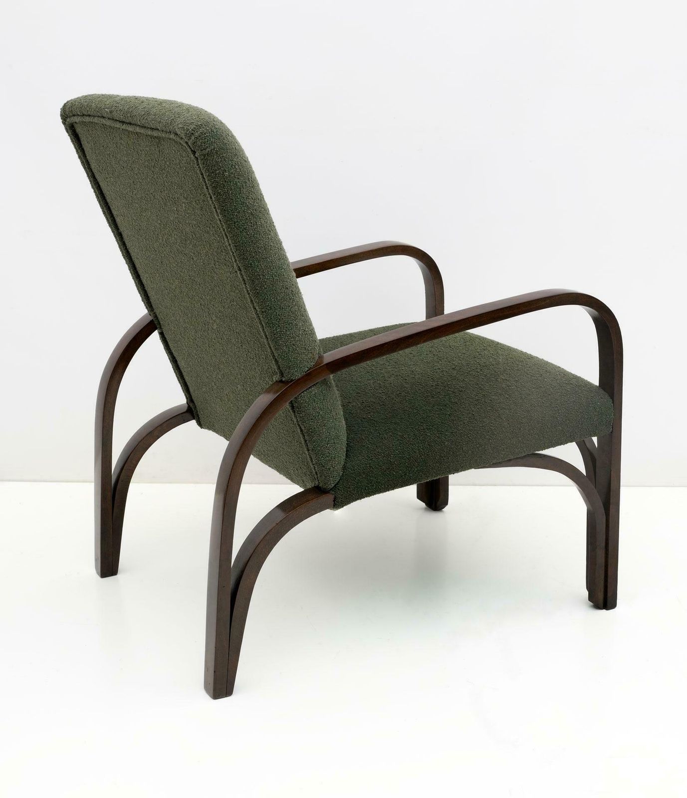 Art Dèco Italian Green Bouclè Two Armchairs And Small Sofa, 1930s photo Furniture