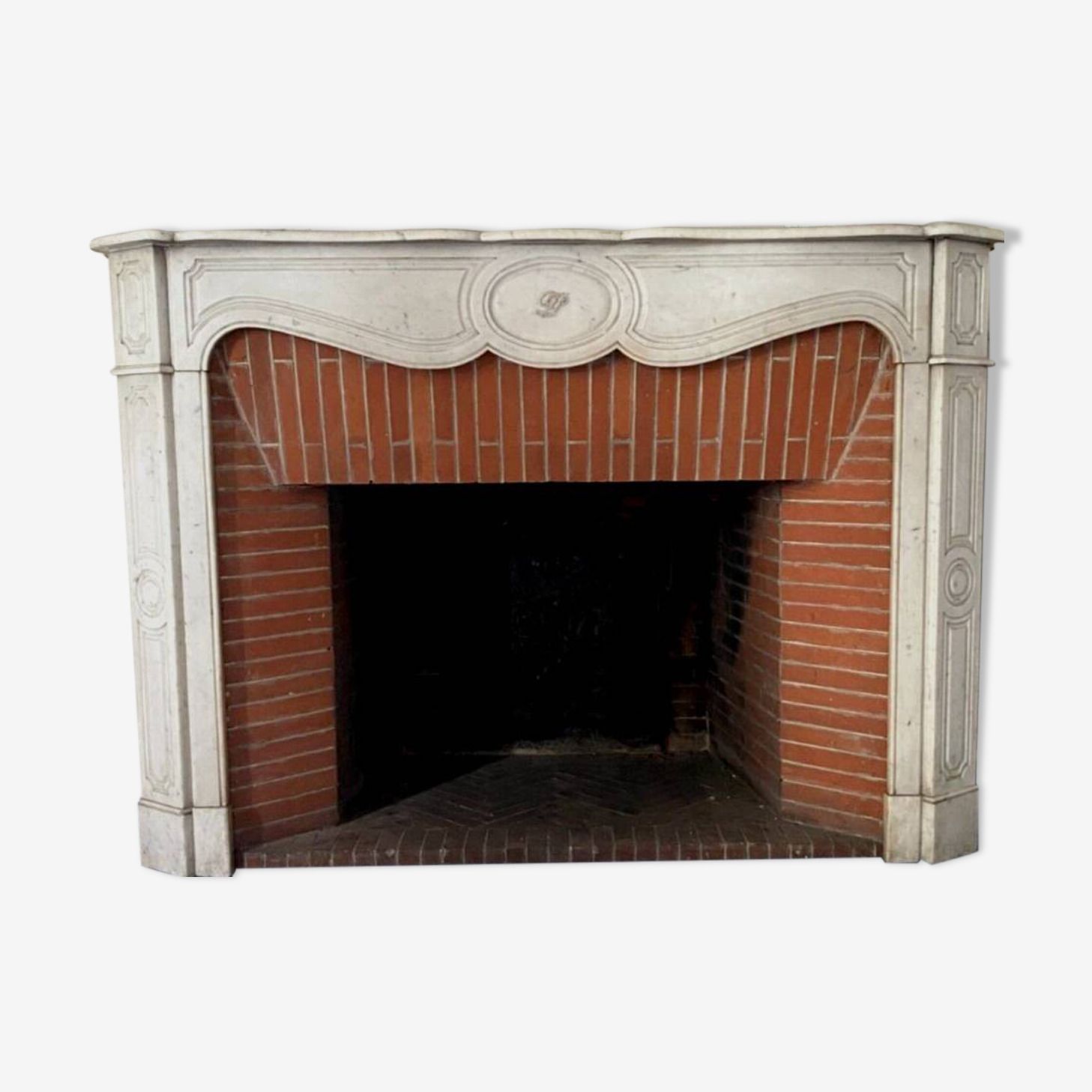Louis XV Style Fireplace Model Pompadour White Carrara Marble 20th Century