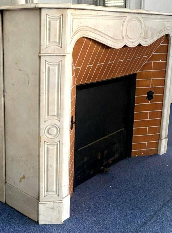 Louis XV Style Fireplace Model Pompadour White Carrara Marble 20th Century photo 2153.2340249999997