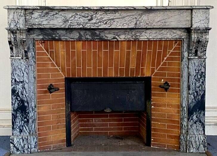 photo furniture Louis Philippe Style Fireplace In Blue Turquin Marble 20th Century