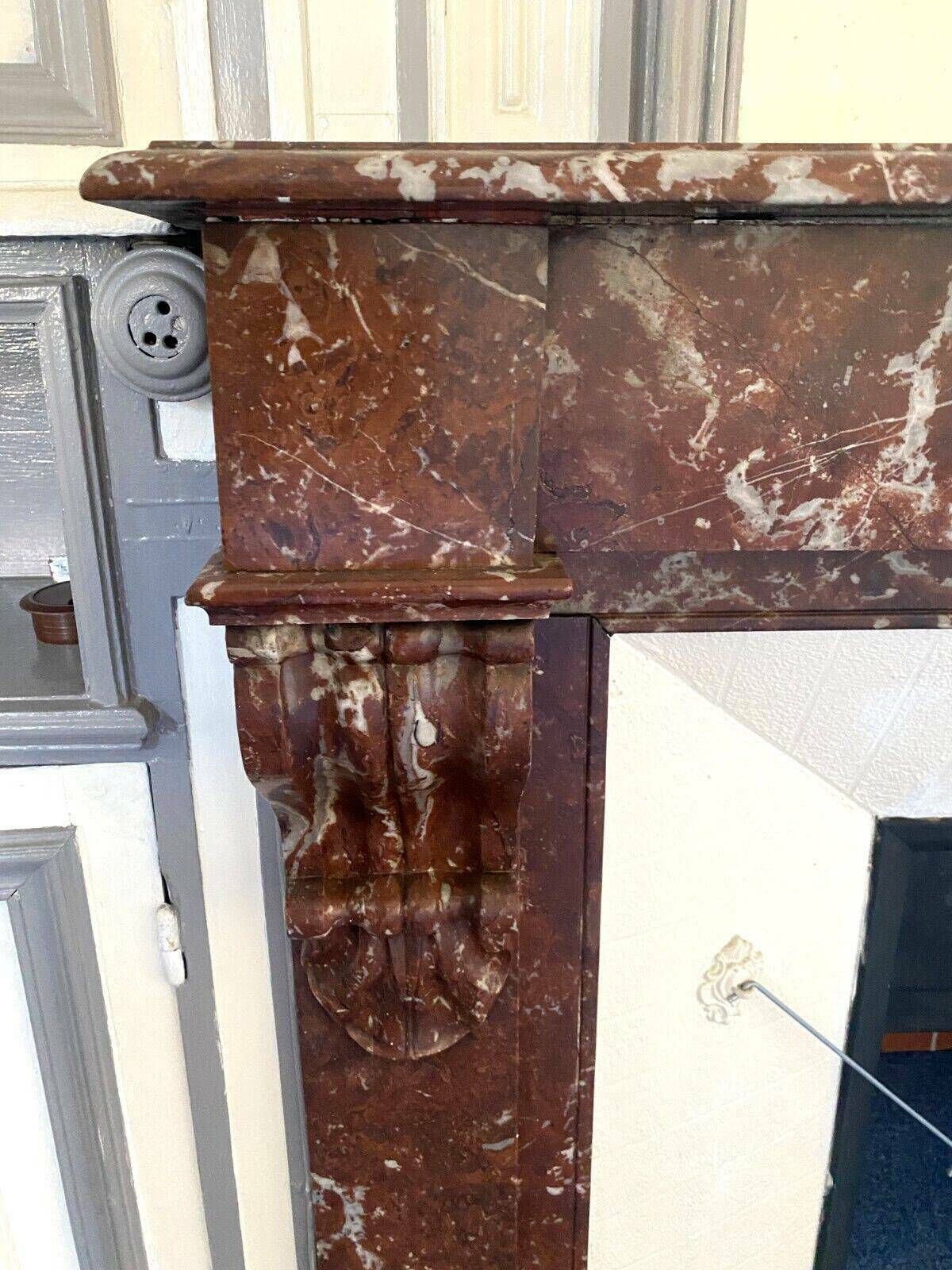 Louis Philippe Style Fireplace In Speckled Red Marble 20th Century photo Home Fixtures