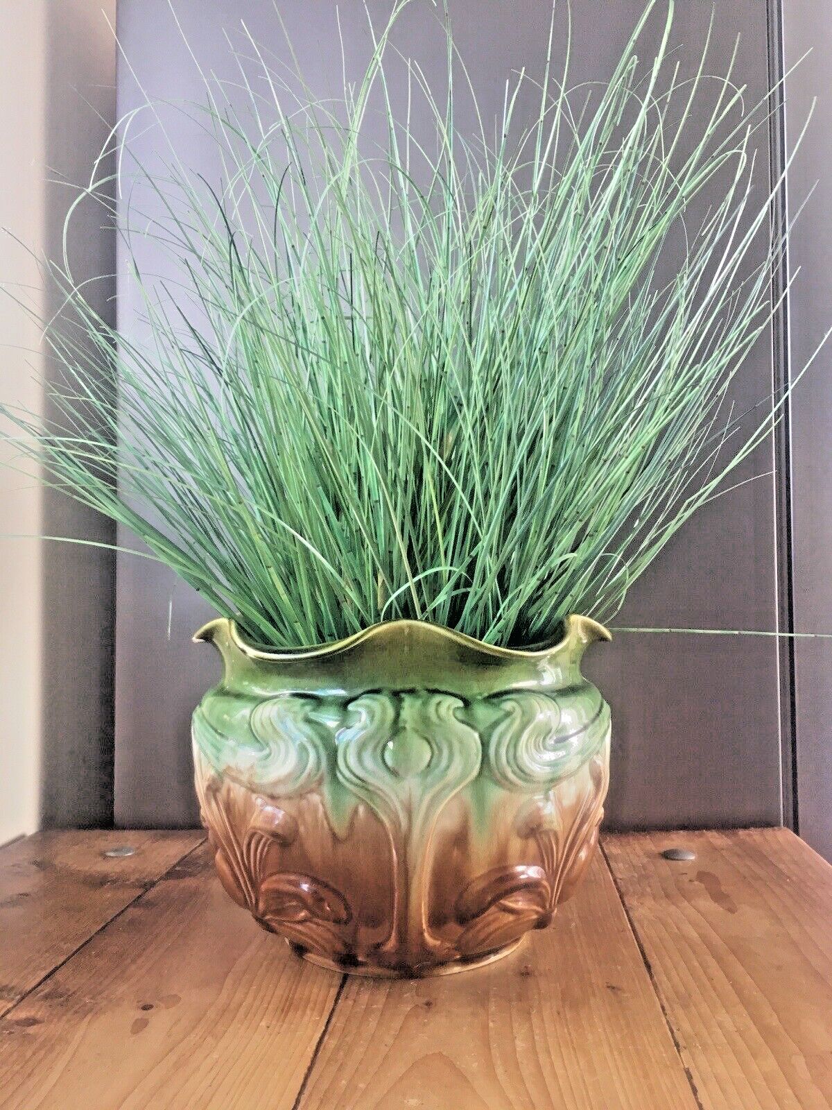 Large Art Nouveau Wf Needham Majolica Pottery Planter Planter Pot Af photo furniture