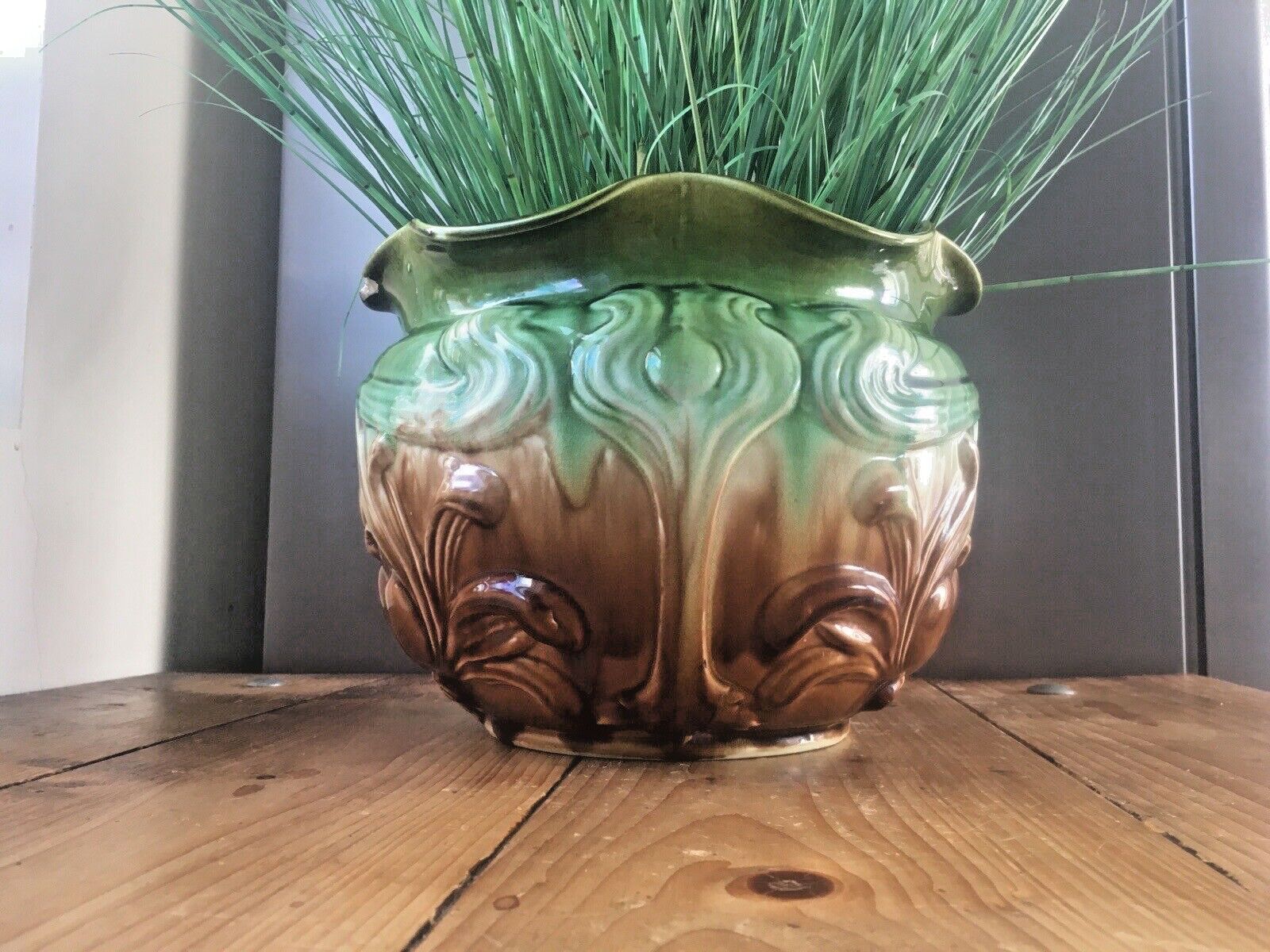Large Art Nouveau Wf Needham Majolica Pottery Planter Planter Pot Af photo for sale