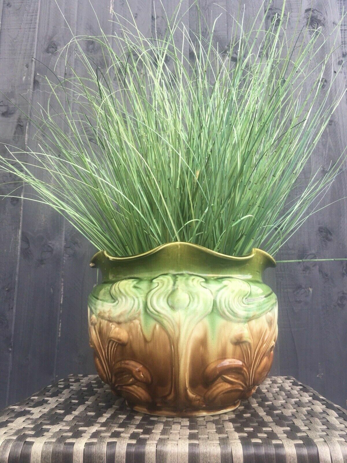 Large Art Nouveau Wf Needham Majolica Pottery Planter Planter Pot Af photo vinterior