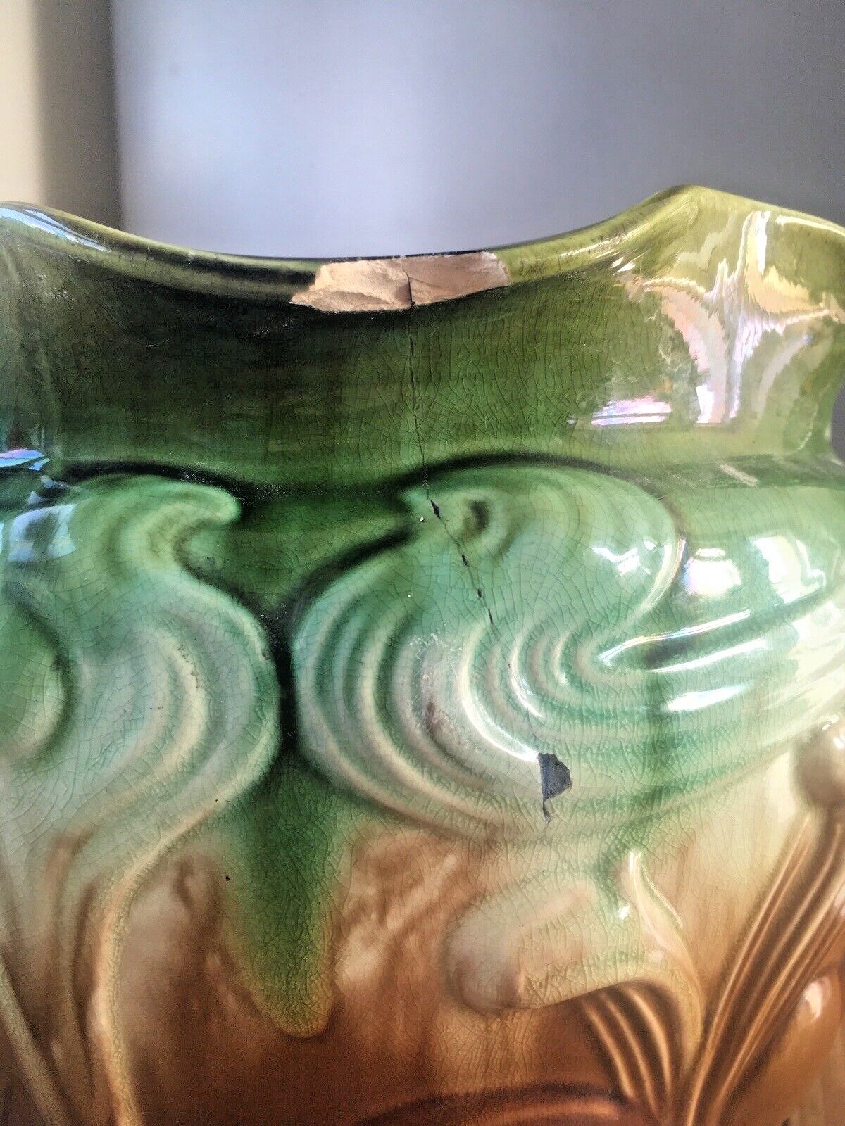 photo buy Large Art Nouveau Wf Needham Majolica Pottery Planter Planter Pot Af