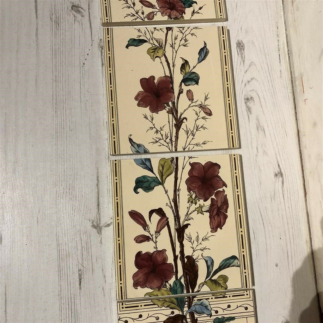 Set Of Five Fireplace Tiles With Pot Plant Design Unused Ex Display Oo31 photo 75.0