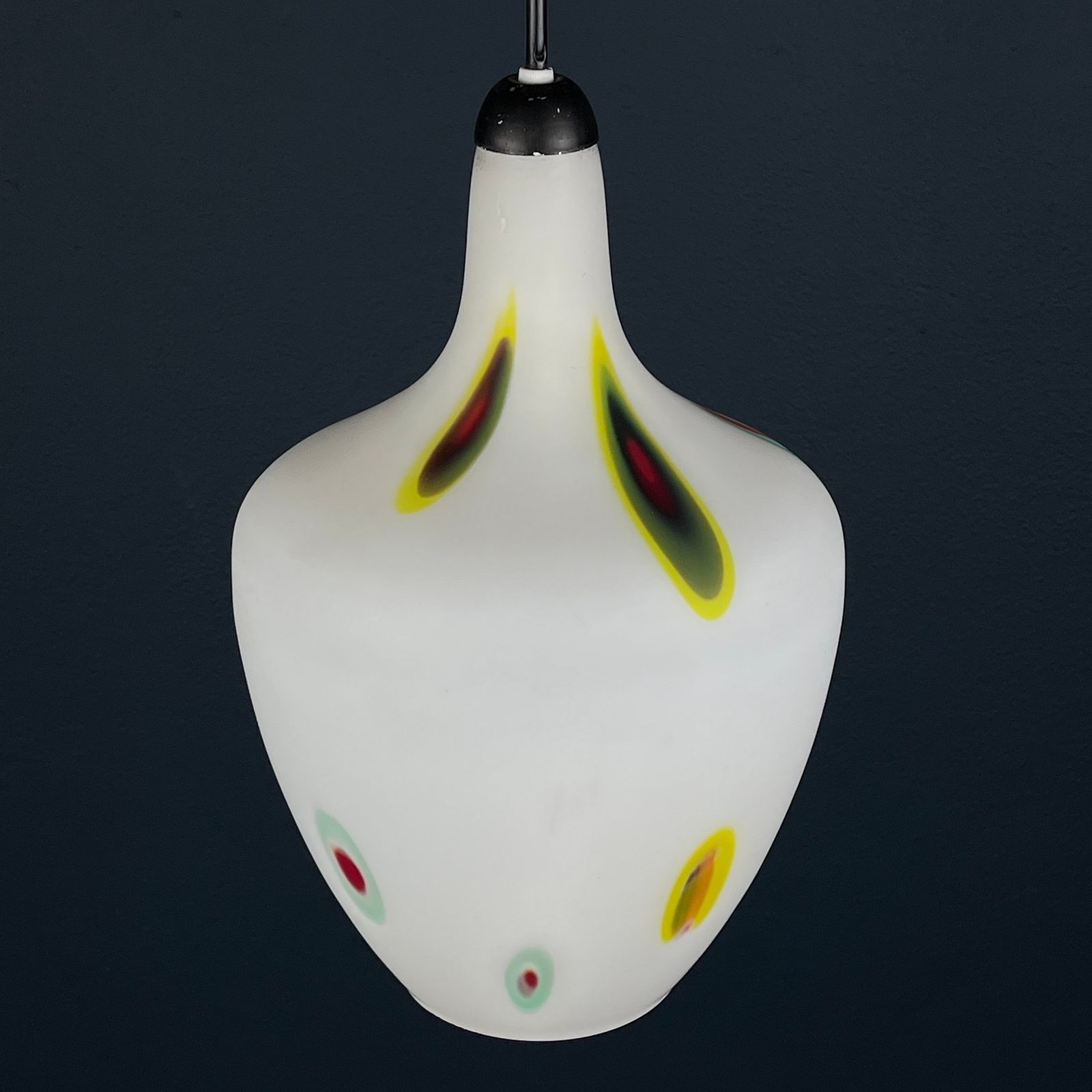 Mid Century Multicolor Opaline Murano Glass Pendant Lamp By Stilnovo Italy 1950s photo furniture