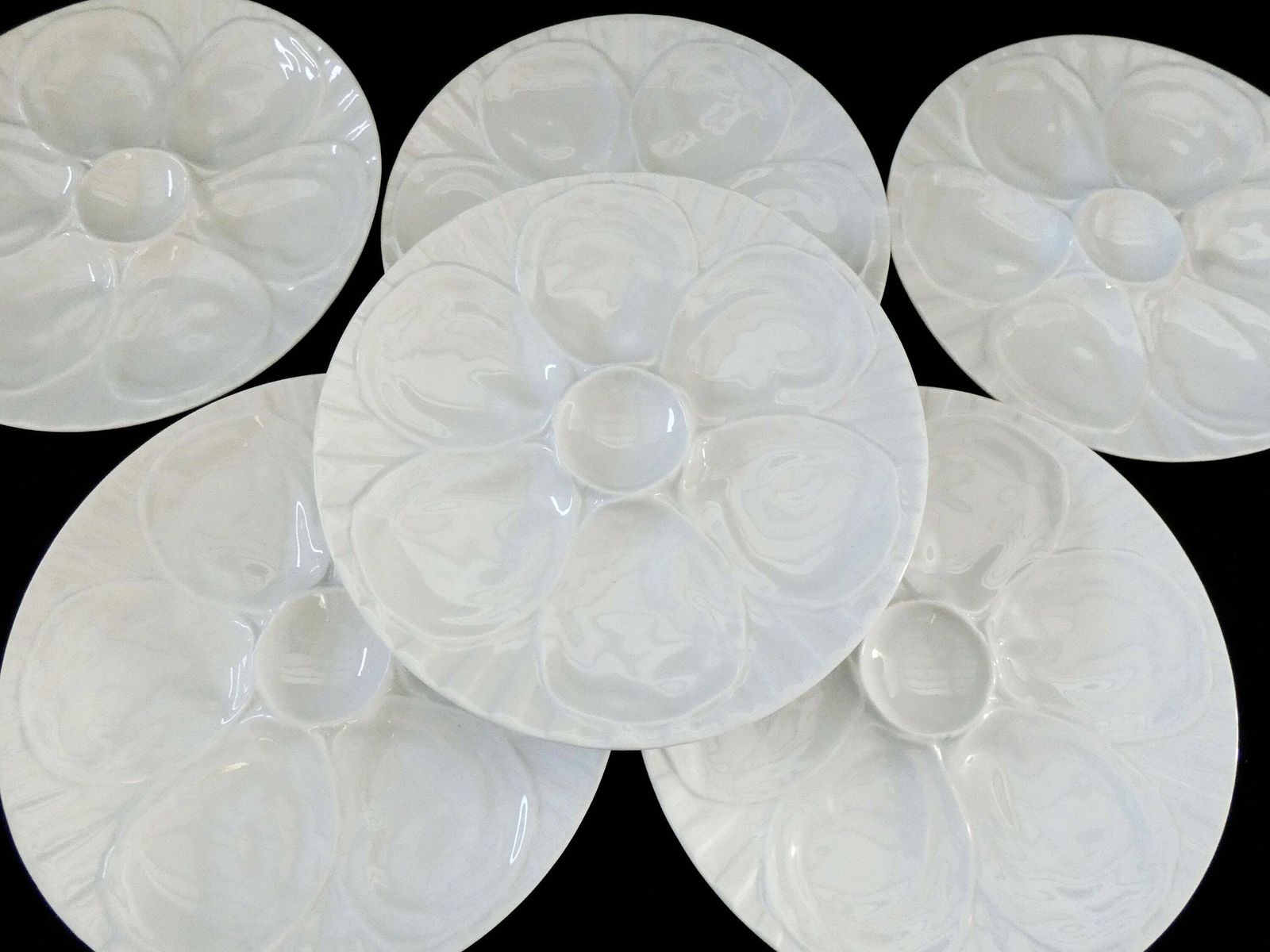 6 Vintage Pillivuyt Oyster Plates White French Porcelain Oyster Platters Set Seafood Dishes
