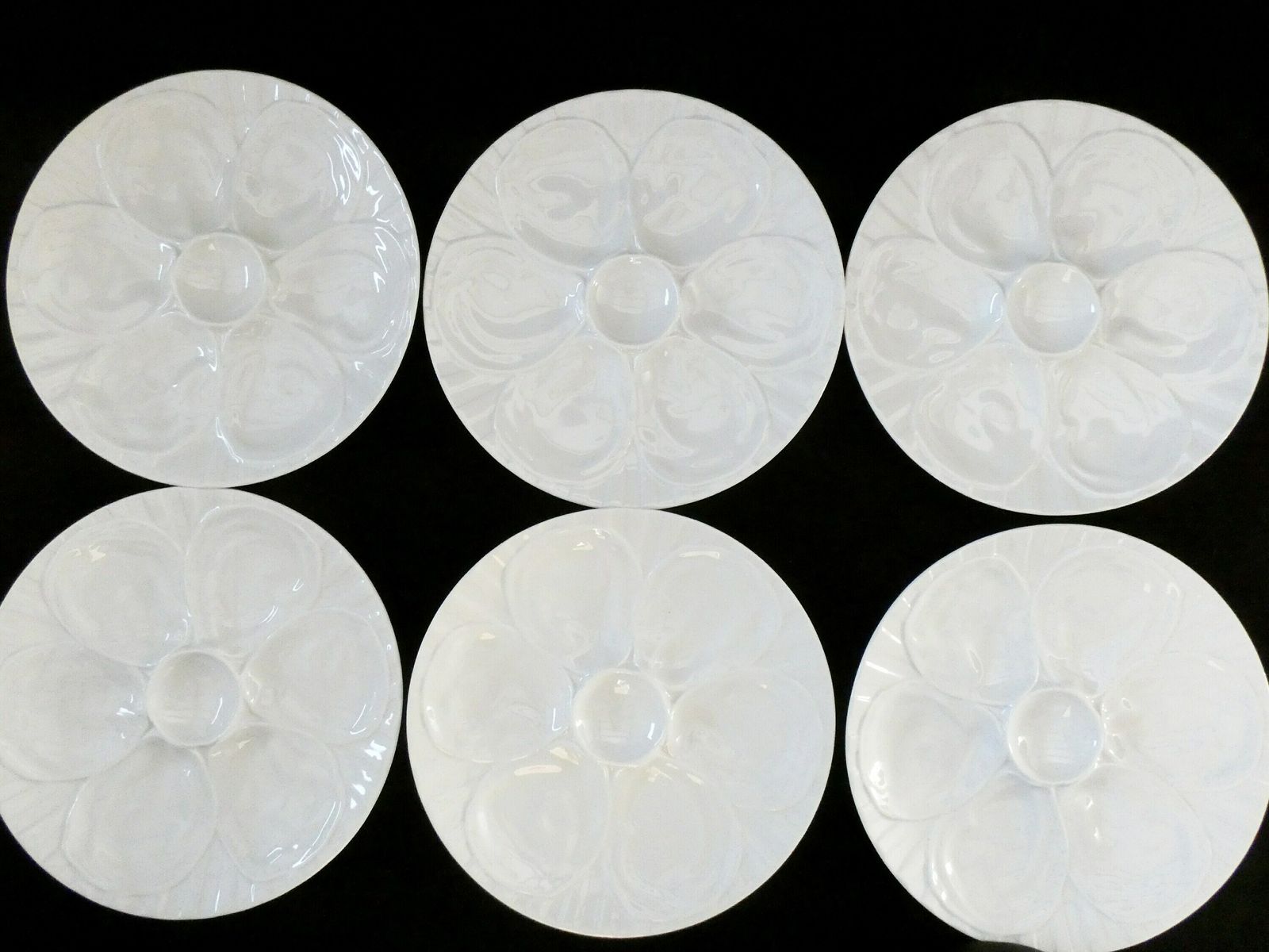 6 Vintage Pillivuyt Oyster Plates White French Porcelain Oyster Platters Set Seafood Dishes photo Home Decor