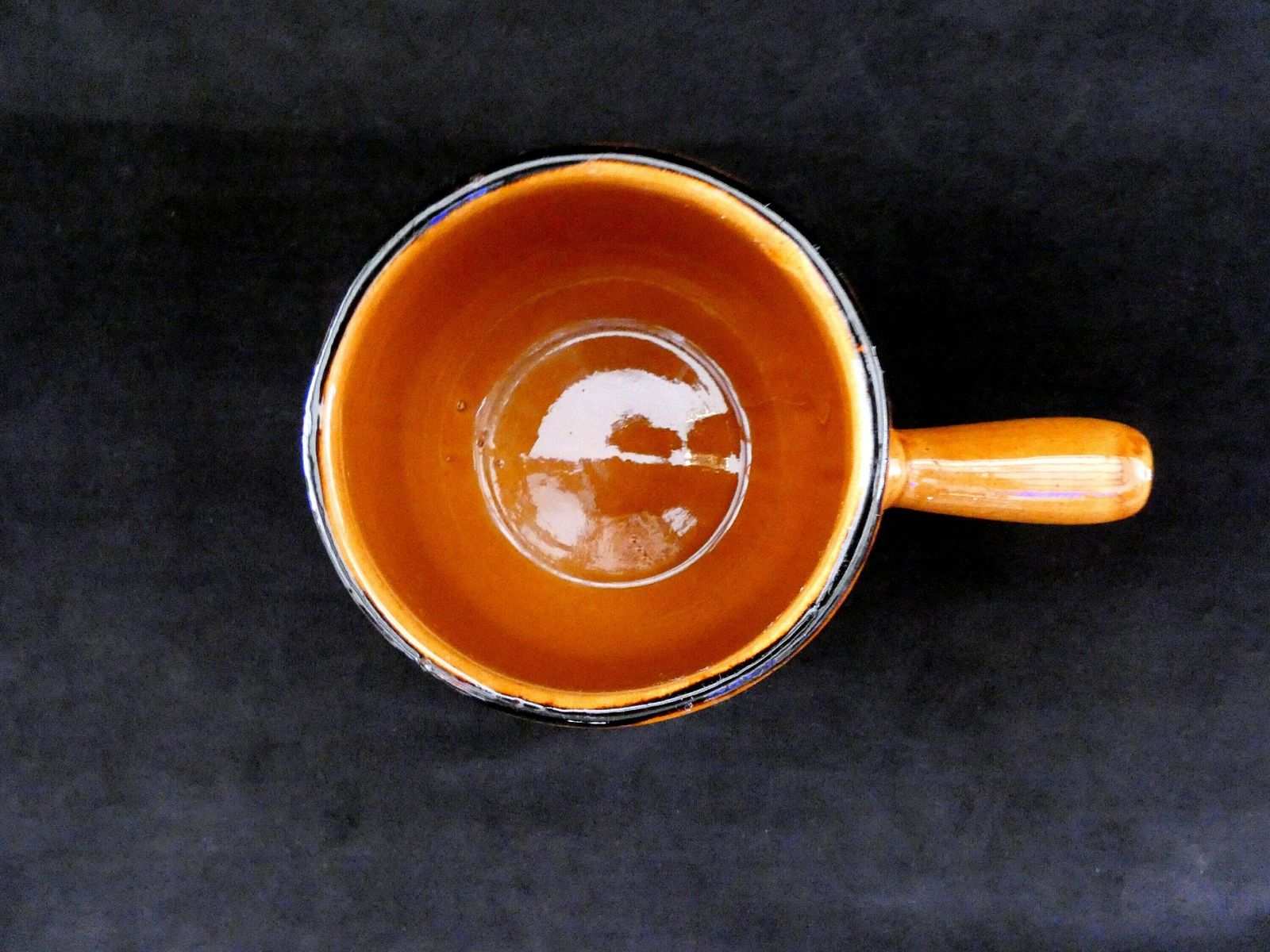 Vintage French Ceramic Pitcher Brown Majolica Bowl With Handle Mid Century Utensil Holder Earthenware Stoneware 50s photo buy