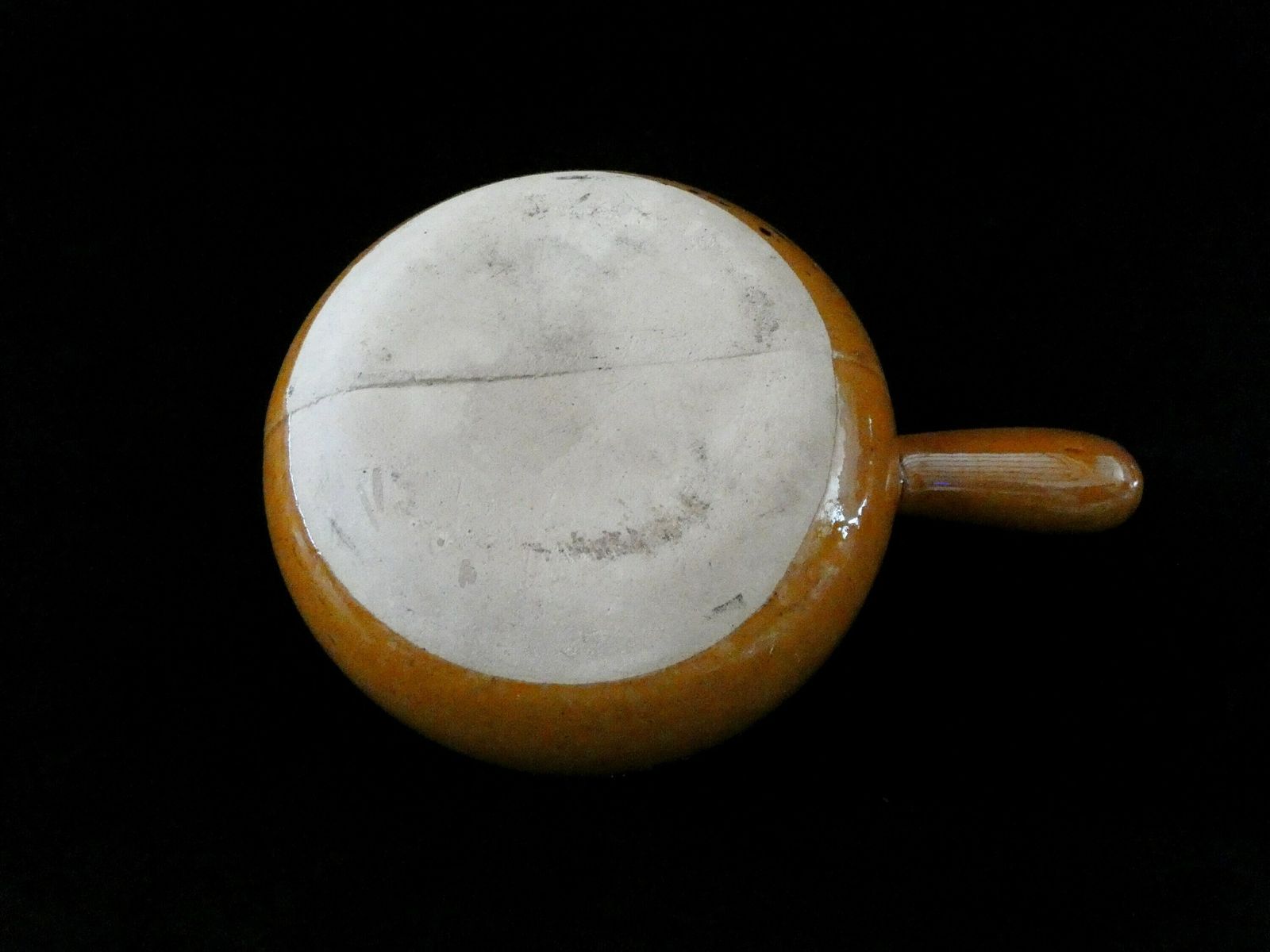 Vintage French Ceramic Pitcher Brown Majolica Bowl With Handle Mid Century Utensil Holder Earthenware Stoneware 50s photo vintage