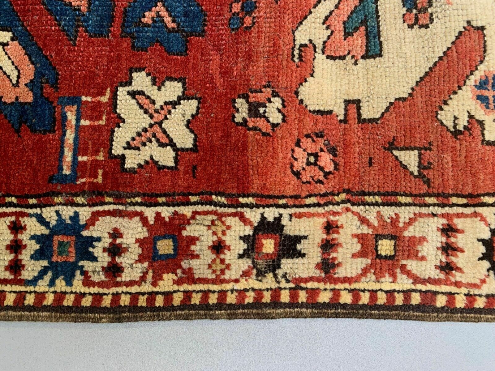 photo furniture Caucasian Adler, Eagle Kazak Rug 190x113 Cm Vintage Tribal Carpet