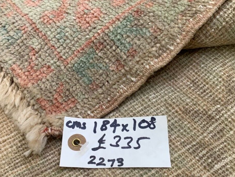Textiles Shabby Turkish Oushak Rug 184x108 Cm Vintage Carpet Ushak Region Medium photo