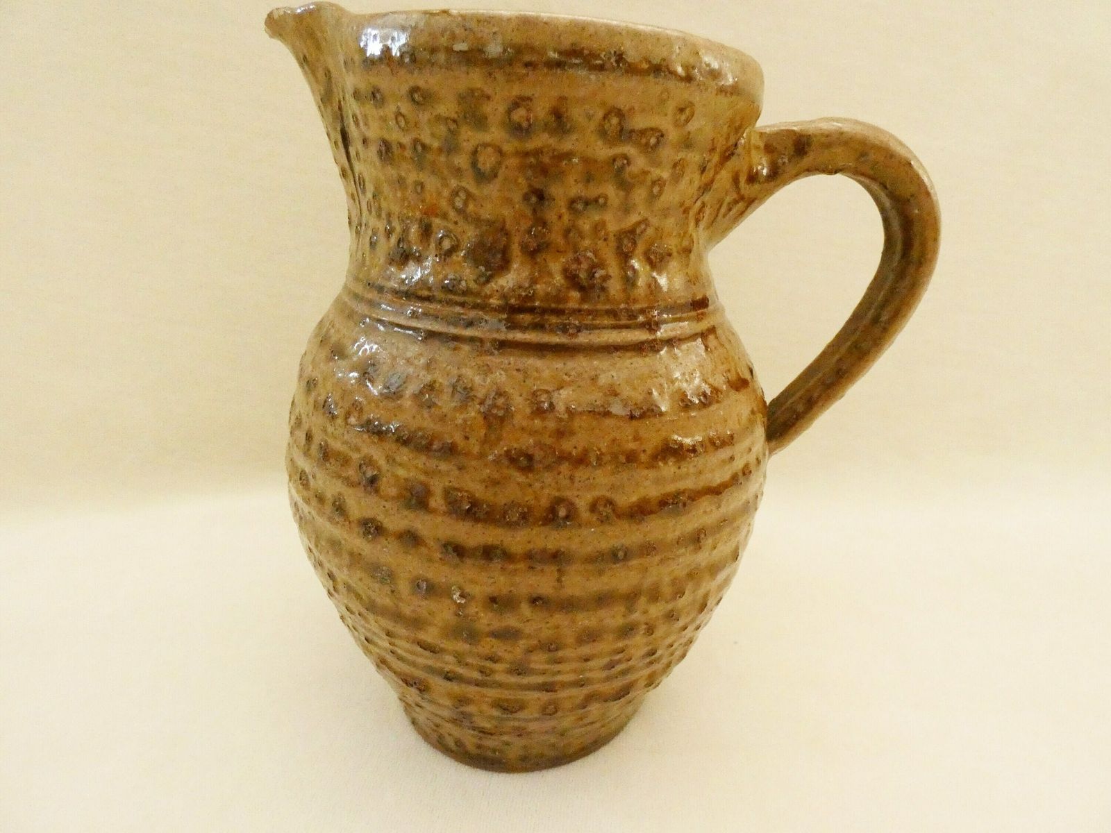 Vintage French Jug Brown Ceramic Pitcher Lava Effect Stoneware Mid Century Potery Traditional Country Utensil Holder 50s photo furniture