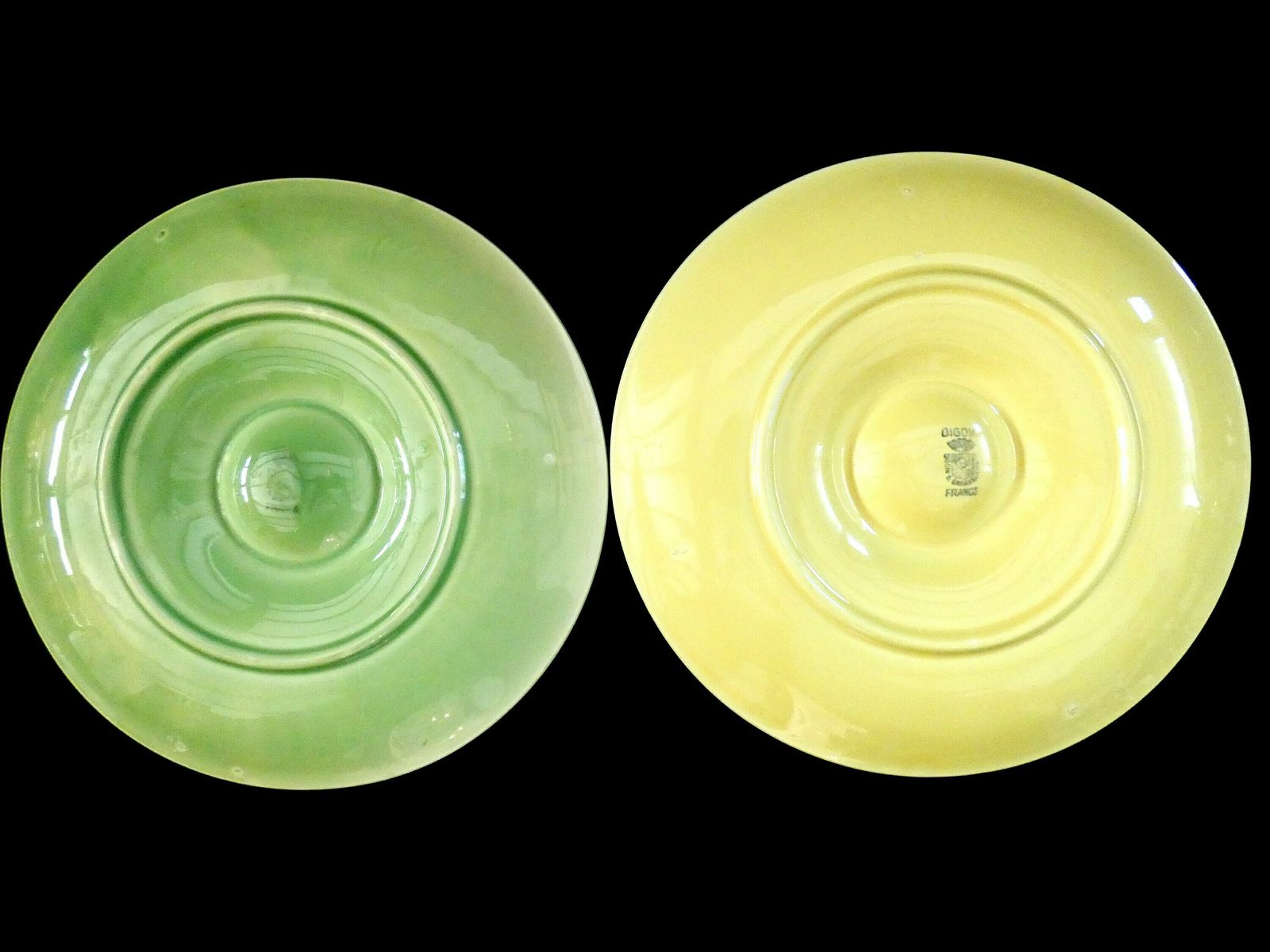 photo furniture Antieke Digoin Oesterborden, Groen En Geel Majolica Oesterschotel, Faience Oesterborden Frankrijk Jaren 1930