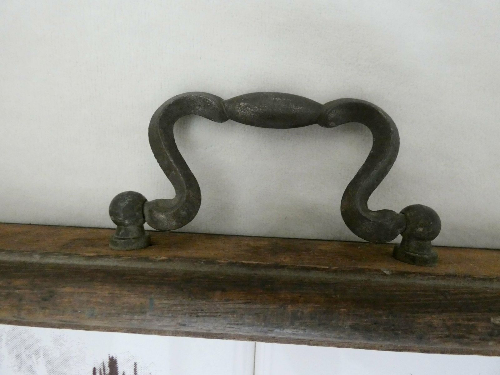 Large Vintage French Serving Tray Metal Handles Traditional Wood Tray With Ceramic Tile Old French Farmhouse Decor photo vinterior