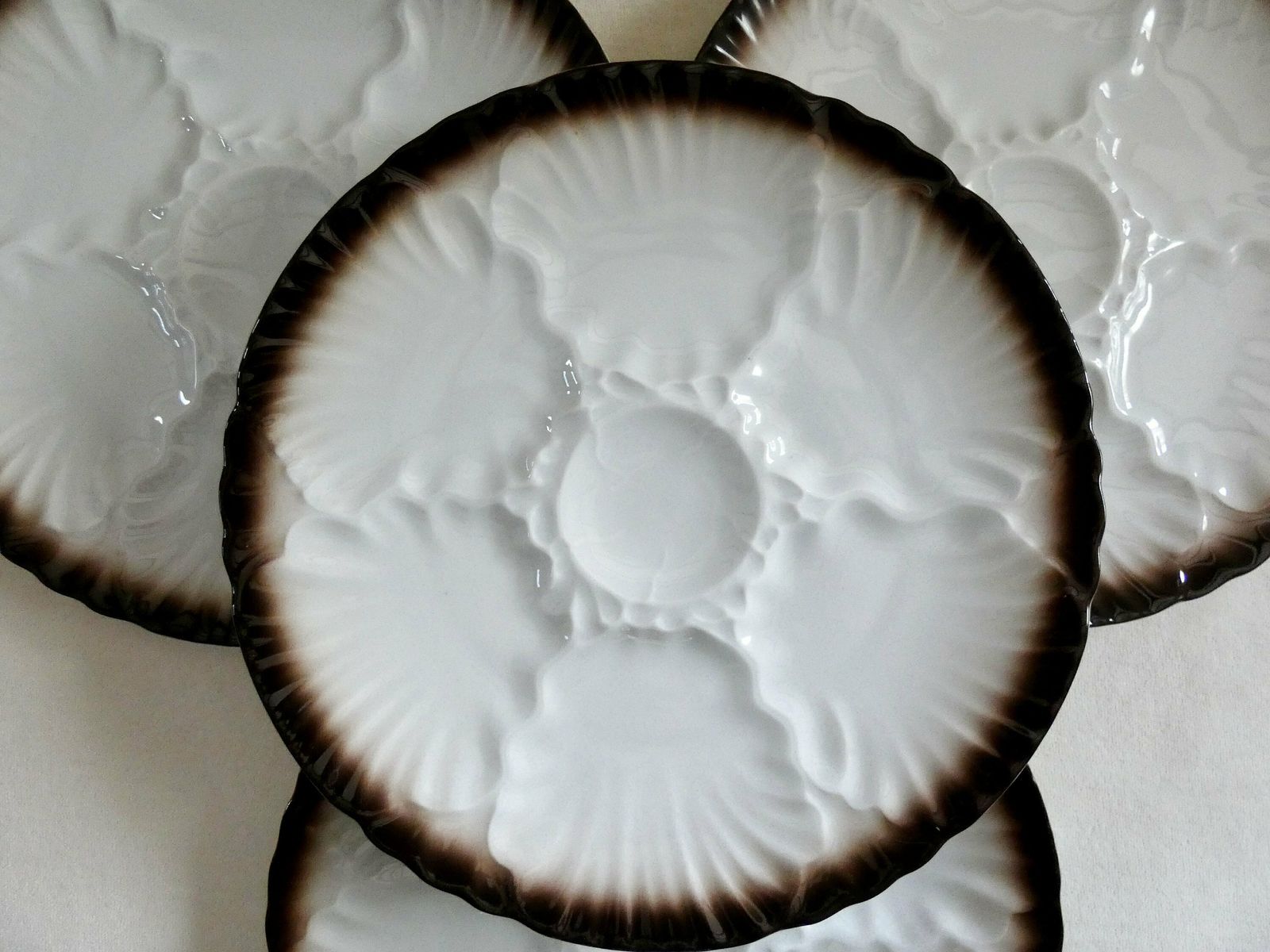 Bareuther Bavaria Oyster Plates, Vintage German Oyster Platter, Bavaria Porcelain Oyster Plate, Rare White Oyster Serving Plate, Germany 60