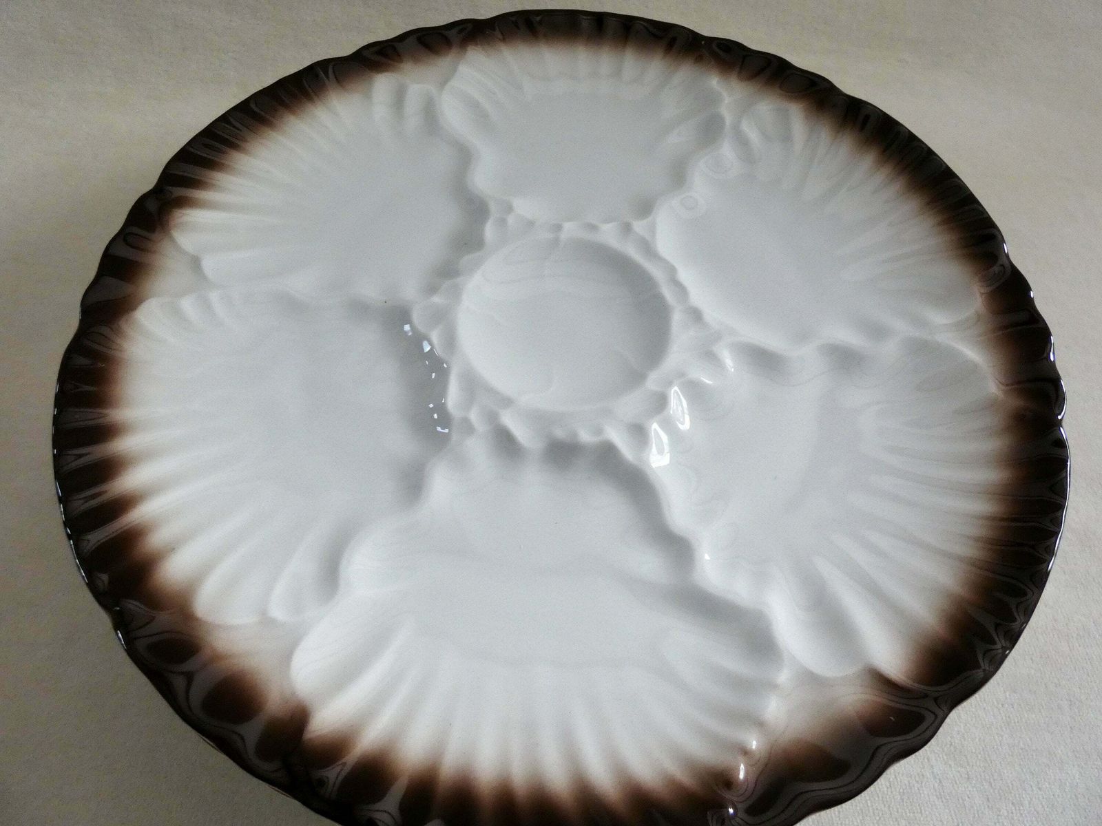 photo for sale Bareuther Bavaria Oyster Plates, Vintage German Oyster Platter, Bavaria Porcelain Oyster Plate, Rare White Oyster Serving Plate, Germany 60