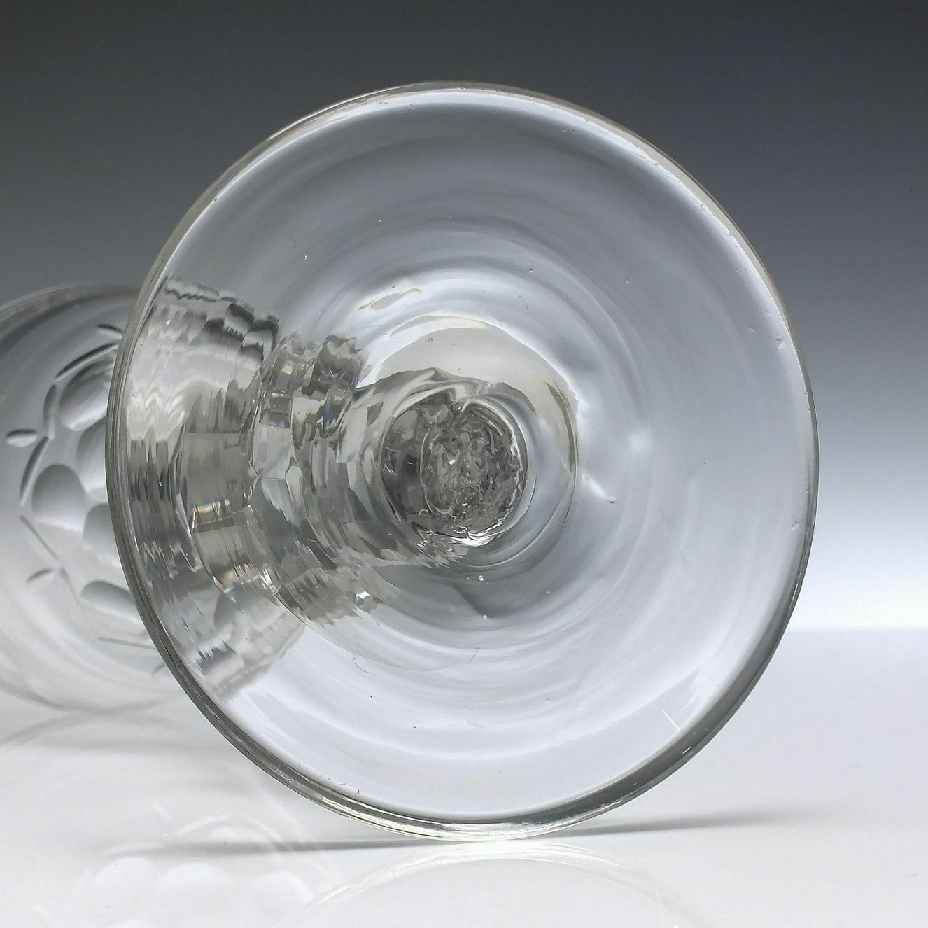 Large 18th Century Facet Cut Marriage Glass Goblet C1780 photo vinterior