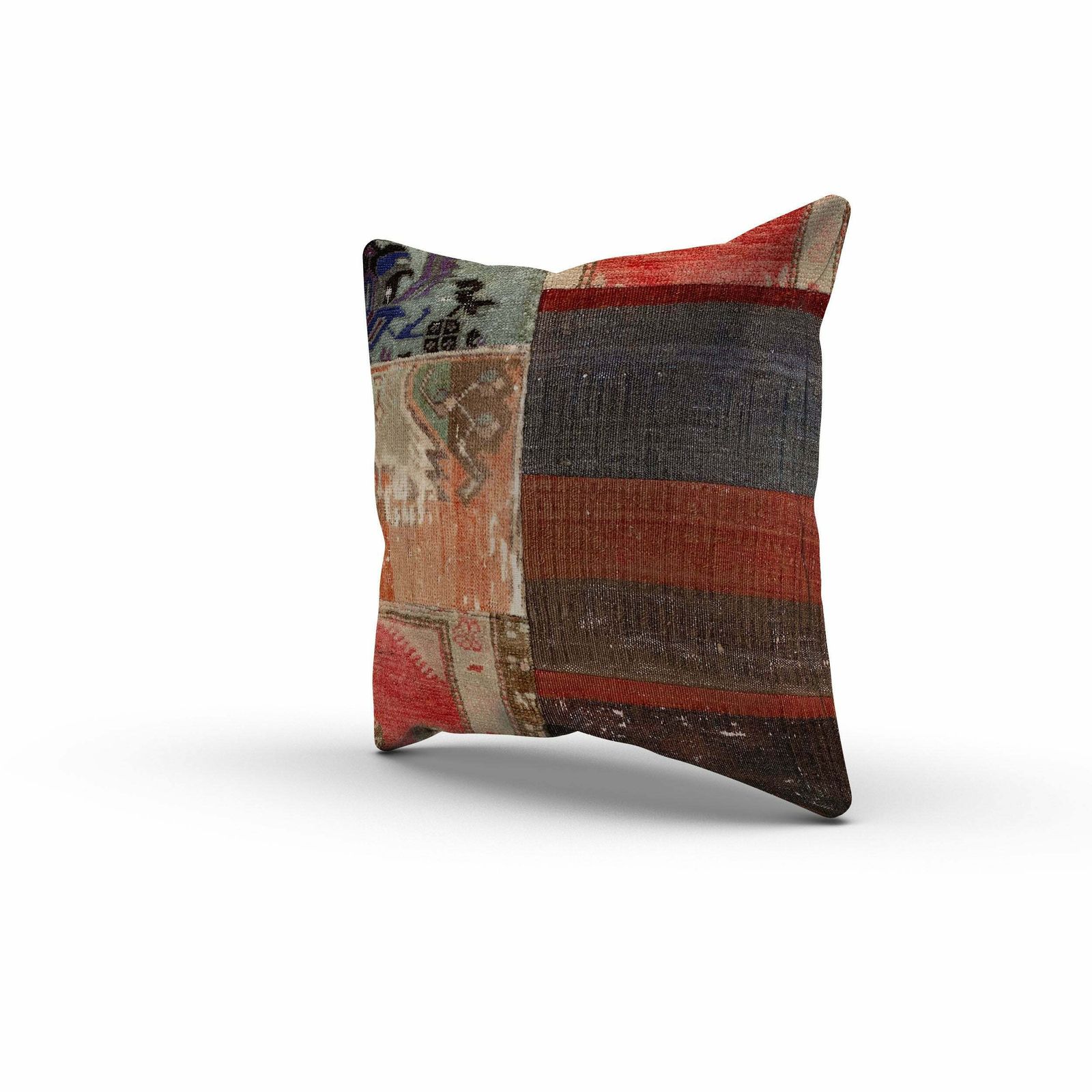 Vintage Turkish Kilim Cushion Cover 60x60 Cm Square Wool Large Pillowcase photo for sale