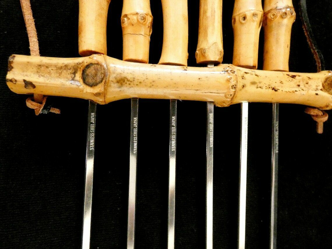 Bamboo Handle Barbecue Skewers, Vintage Japanese Grill Sticks, Barbecue Accessories 60s photo for sale