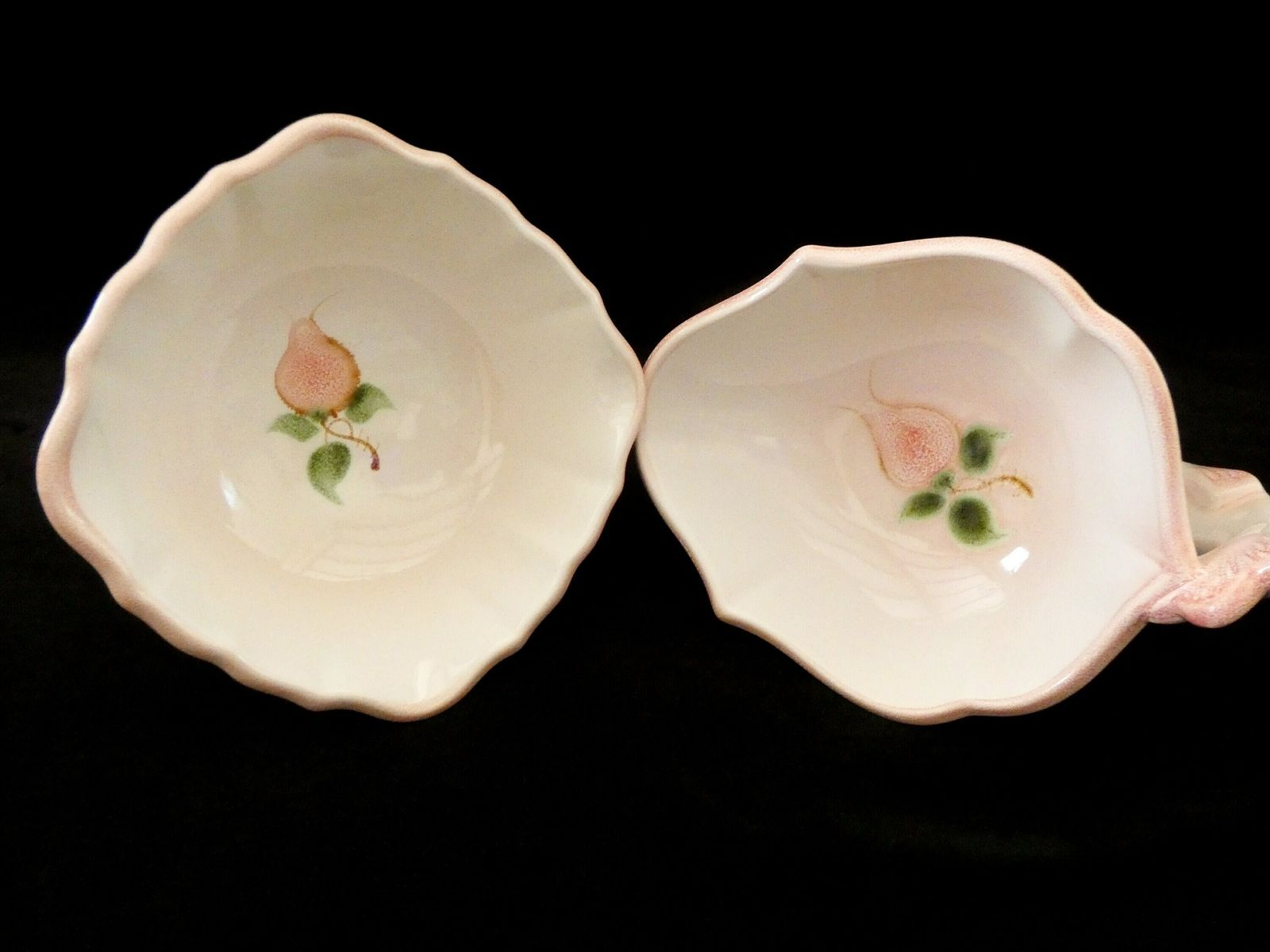 2 Vintage Salins Les Bains Serving Bowls French Pink Ceramic Boat Fish Shaped Majolica Glaze 50s photo Home Decor