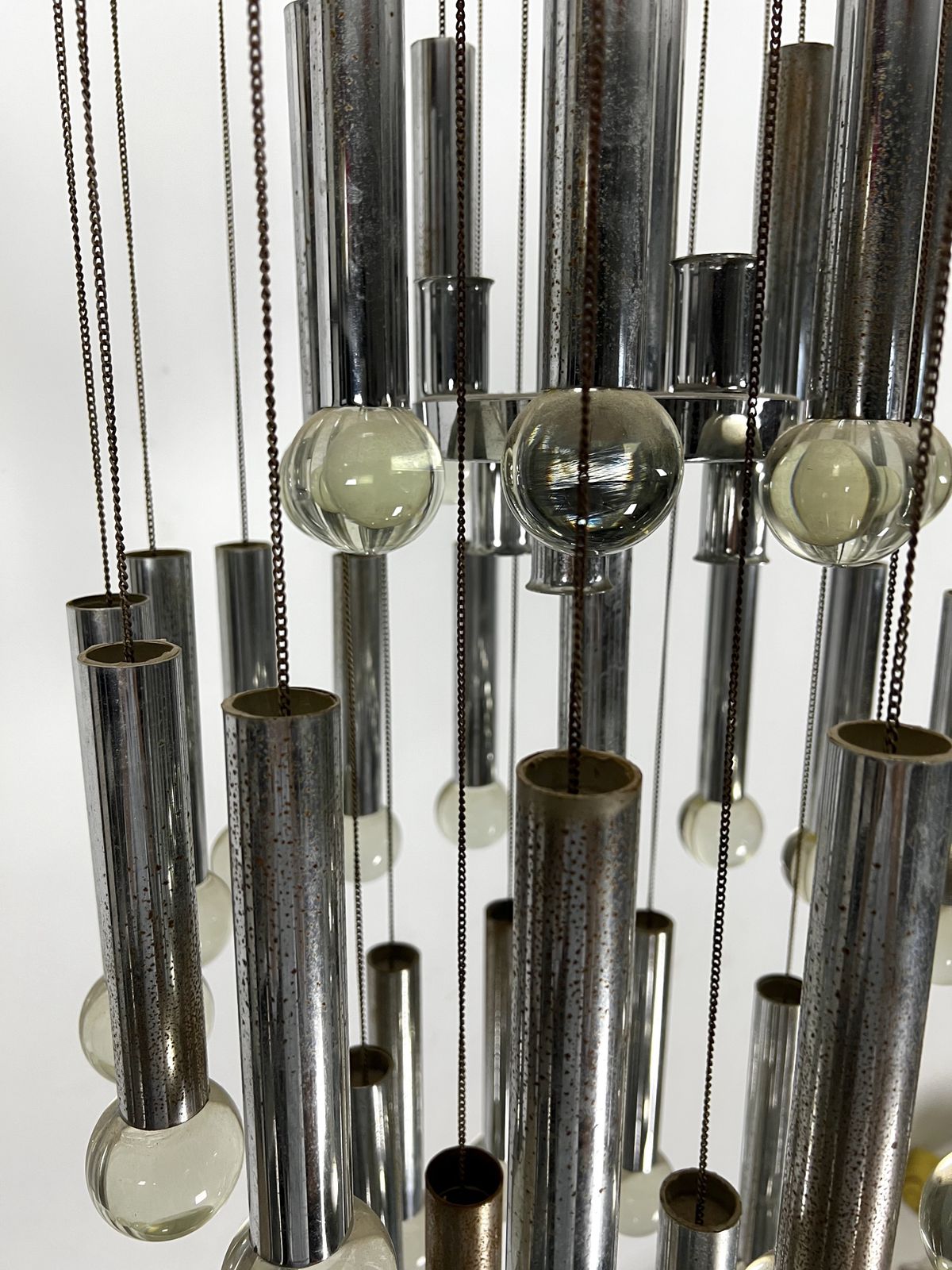 Mid  Century Glass And Chrome Chandelier By Sciolari. Italy 1960s photo Lighting