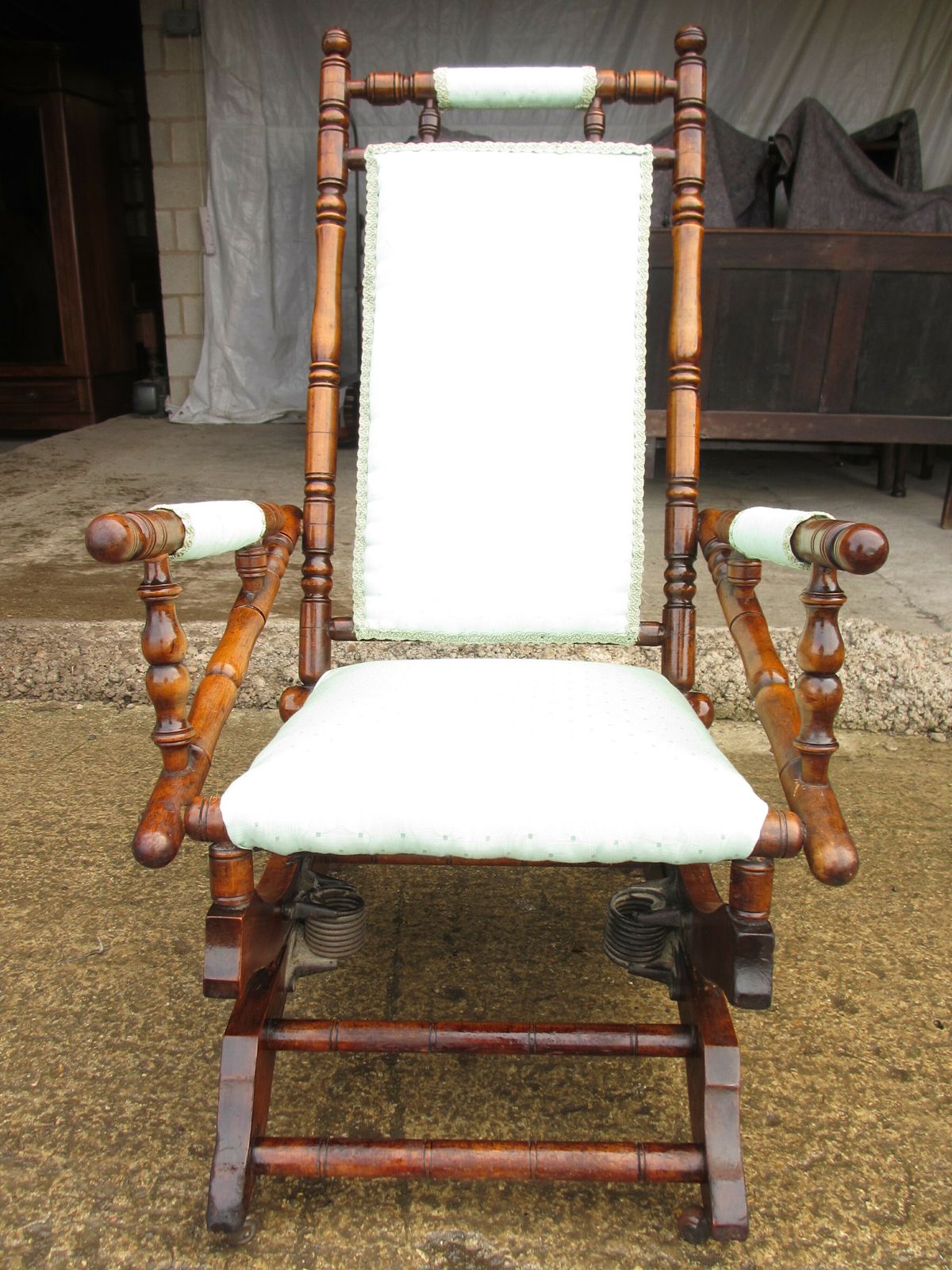 photo buy 19th Century Beechwood And Upholstered American Rocking Chair