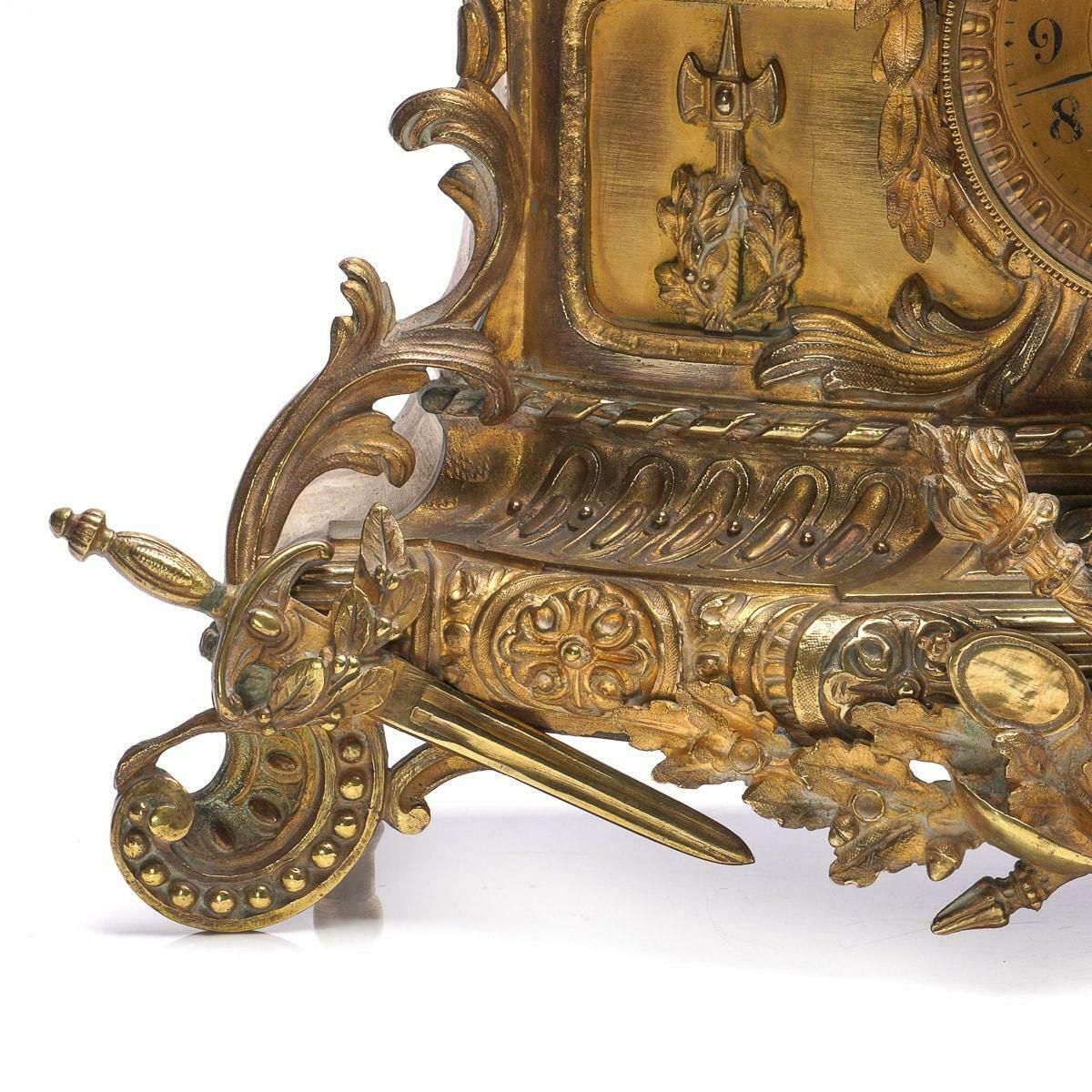 19th Century French Empire Style Ormolu Bronze Mantel Clock C 1870 photo vinterior