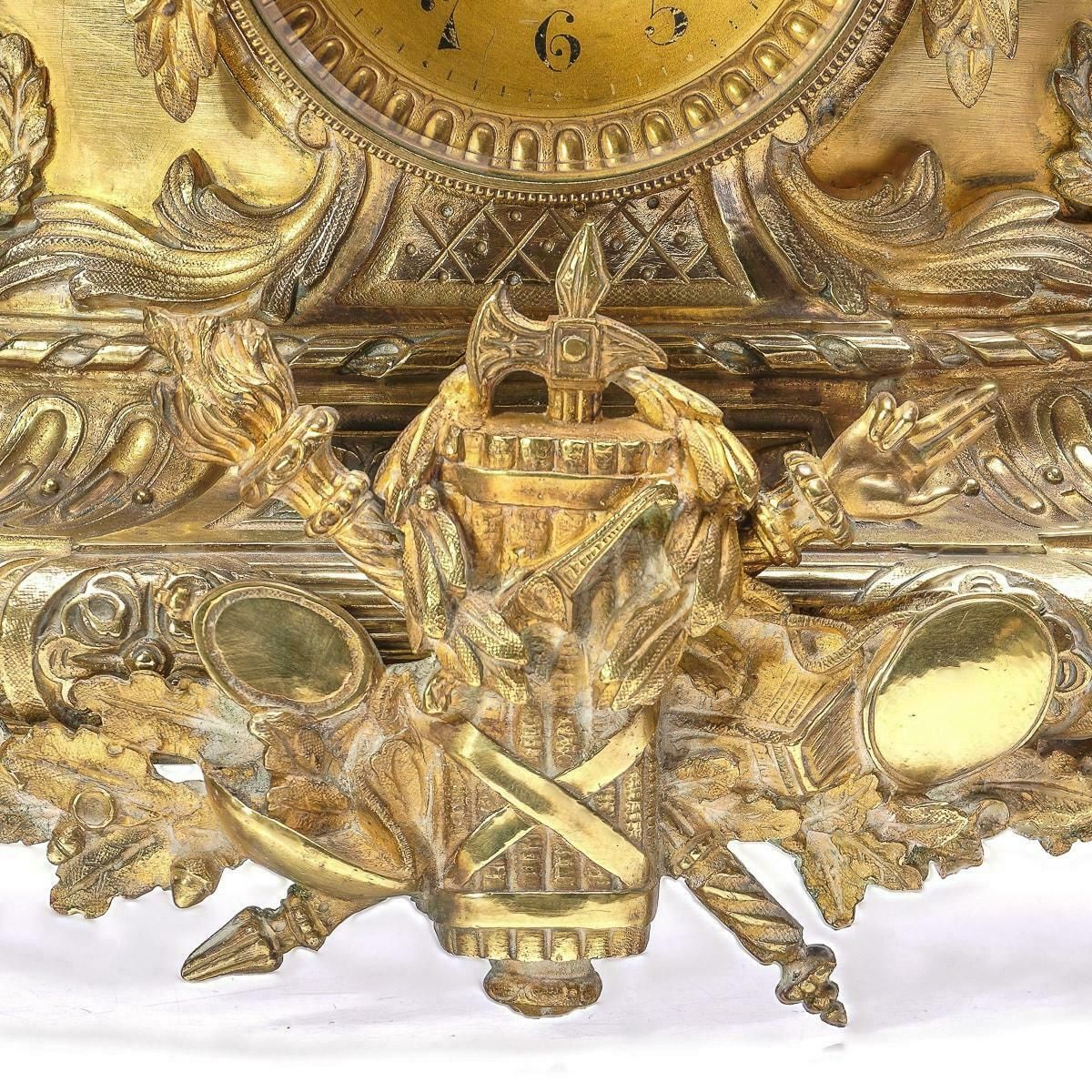 19th Century French Empire Style Ormolu Bronze Mantel Clock C 1870 photo vintage