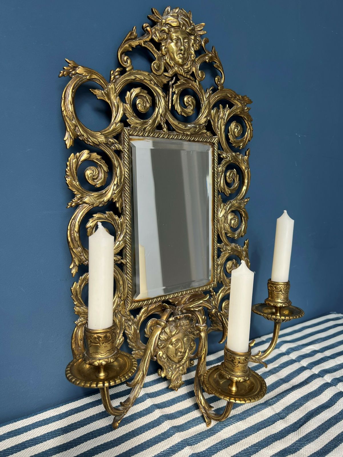 photo vintage Antique Brass Girandole Wall Sconce