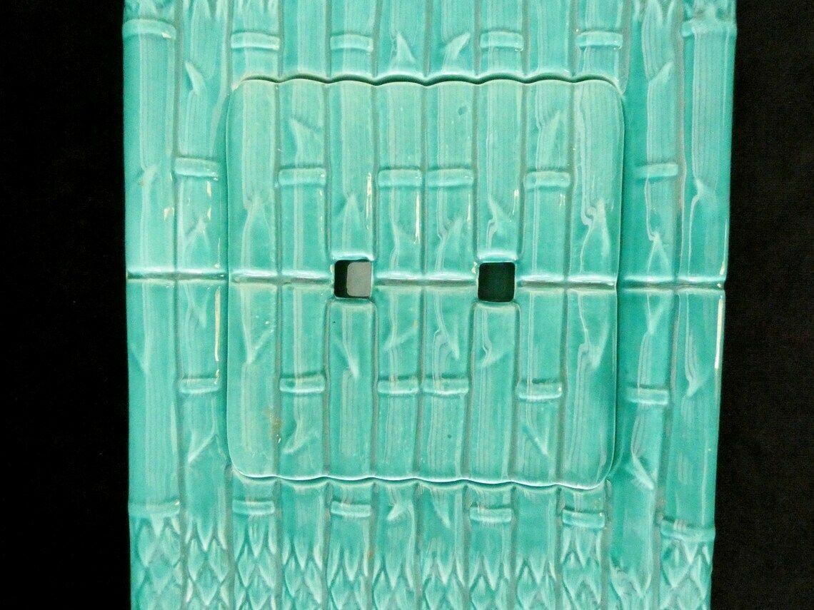 Vintage Turquoise Asparagus Platter, French Majolica Asparagus Dish, Turquoise Barbotine Asparagus Plate, France 50s photo vinterior