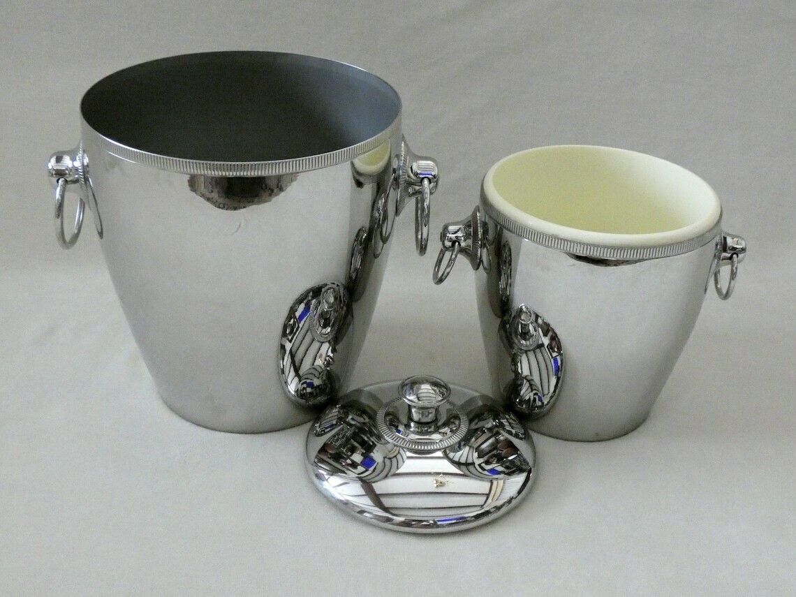 2 Vintage Franse Ijsemmers Letang Remy Champagnekoeler Ijscontainer Wijnkoeler Barcart Accessoires Jaren 70 photo for sale