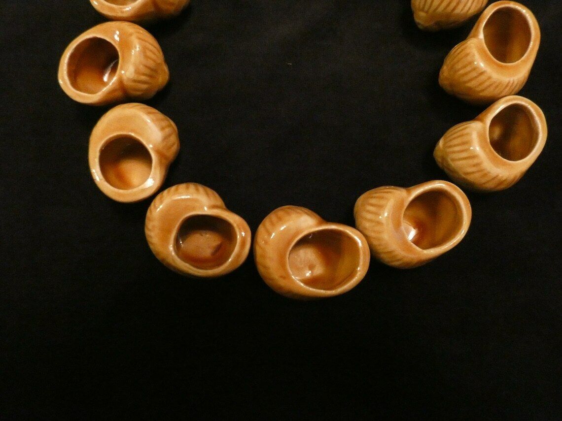 Vintage French Ceramic Snail Shells Vintage Baking Dishes Brown Glazed Snail Pots French Pottery Escargots Shells photo Home Decor