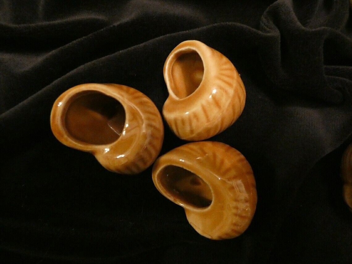 Vintage French Ceramic Snail Shells Vintage Baking Dishes Brown Glazed Snail Pots French Pottery Escargots Shells photo vinterior