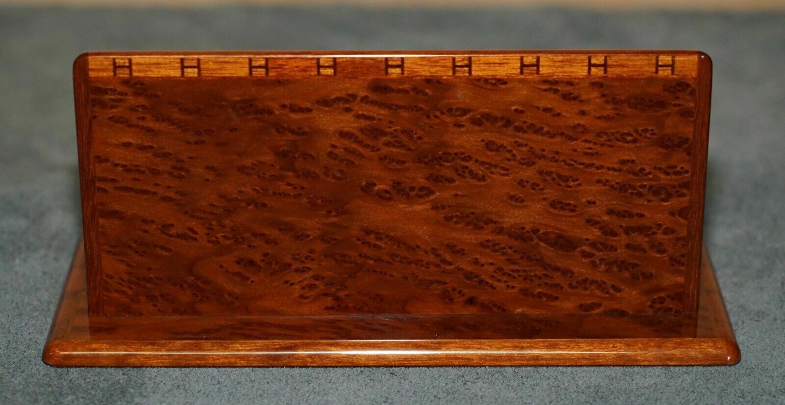 photo buy Hermes Paris Burr & Burl Walnut & Amboyna Desk Stationery Set Pad Holder Pen Pot