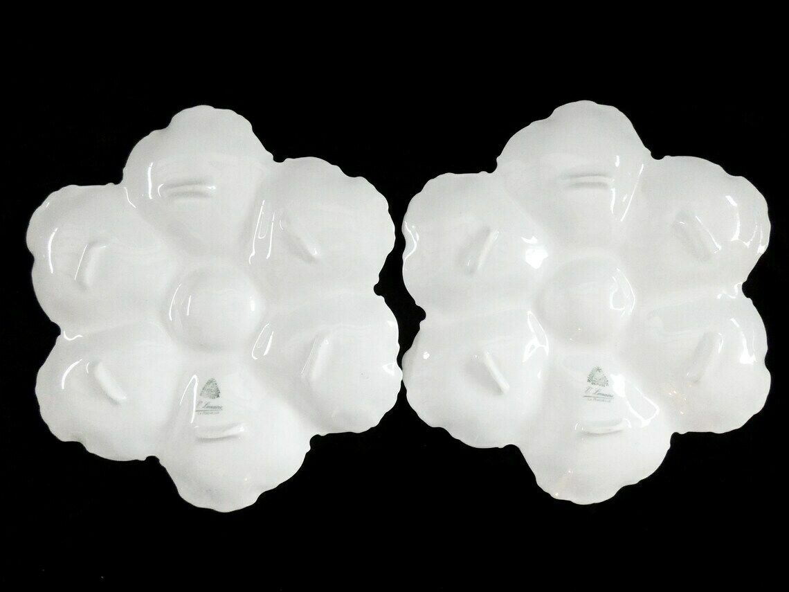 Antique Oyster Plate Limoges, Vintage French Oyster Plate, Limoges Porcelain Oyster Plate, France, 20s photo vinterior
