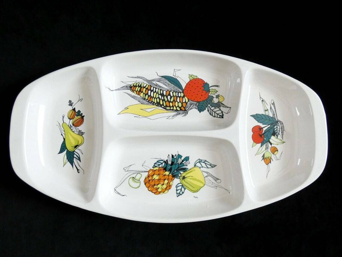 Villeroy And Boch Primabella Serveerschaal, Mid Century Keramiek, Vintage Serveerschaal, Groentenmotief V&B Primabella Jaren 60