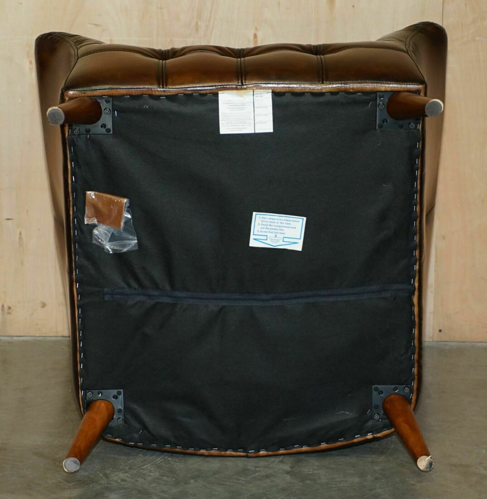 photo buy Pair Of Fully Restored Hand Dyed Chesterfield Whisky Brown Leather Armchairs