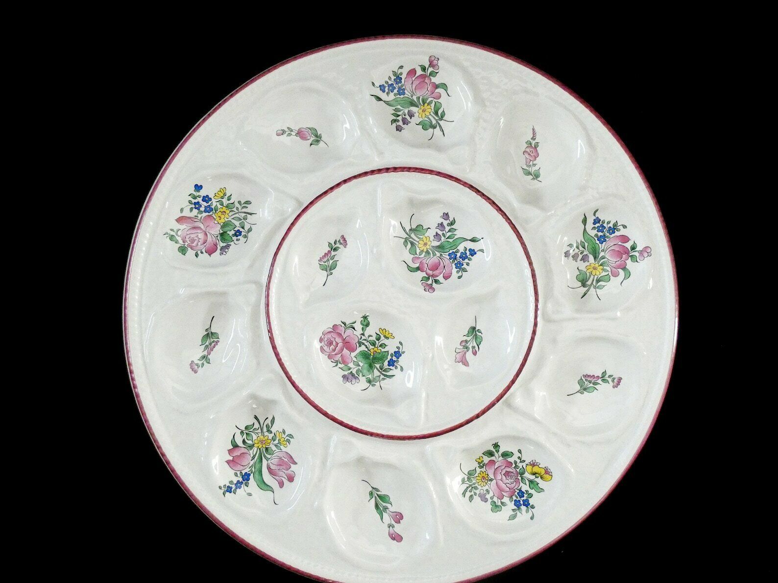 Antique French Luneville Oyster Platter "Old Strasbourg", Vintage Majolica Oyster Plate, French Oysters Serving Platter 50s