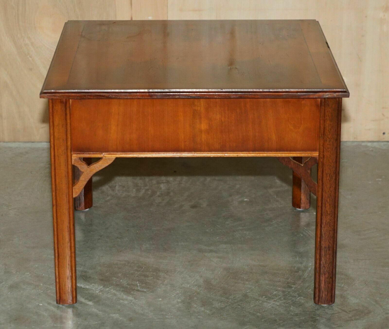 photo vinterior Lovely Pair Of Burr Yew Wood Side End Lamp Wine Tables With Large Single Drawers