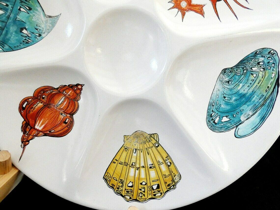 2 Vintage Villeroy And Boch Oyster Plate, Majolica Seafood Plate, Rare Oyster Serving Dish, V&B Luxemburg Oyster Platter, photo Home Decor