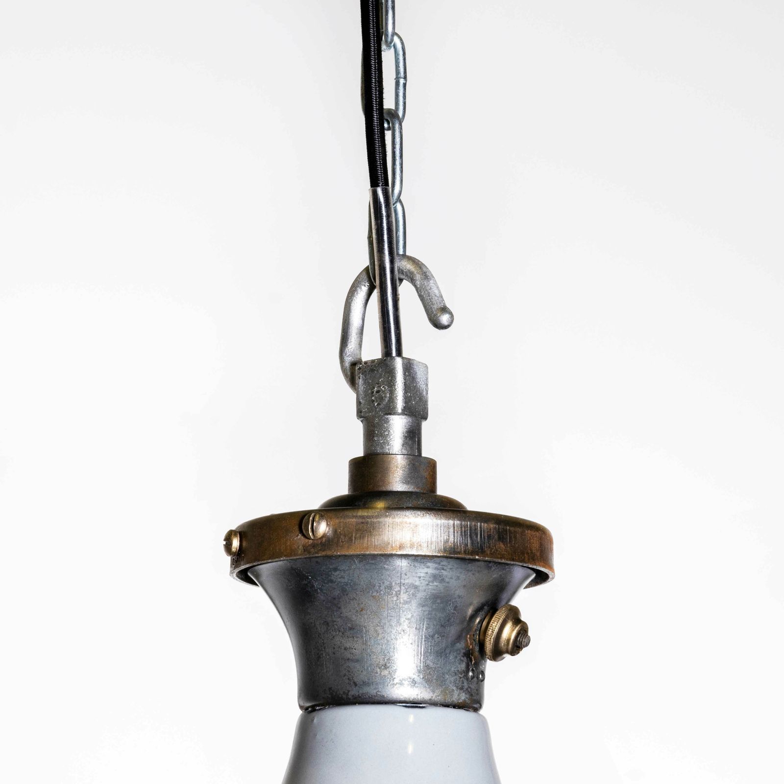 1950’s Double Domed Benjamin Enamelled Pendant Lamps – 18 Inch – Restored photo 330.0