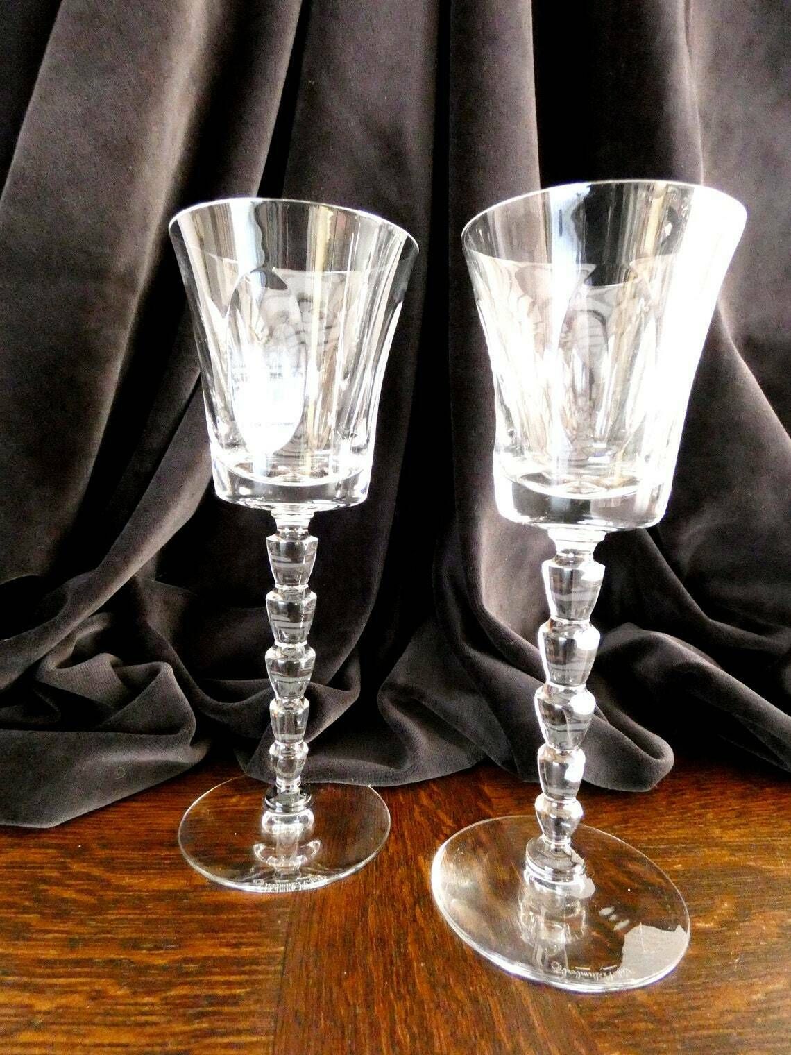 Val St Lambert Crystal, Belgian Crystal Wine Glass, Crystal Stemware, Val St Lambert Belgium, Vintage Crystal Glass photo vinterior