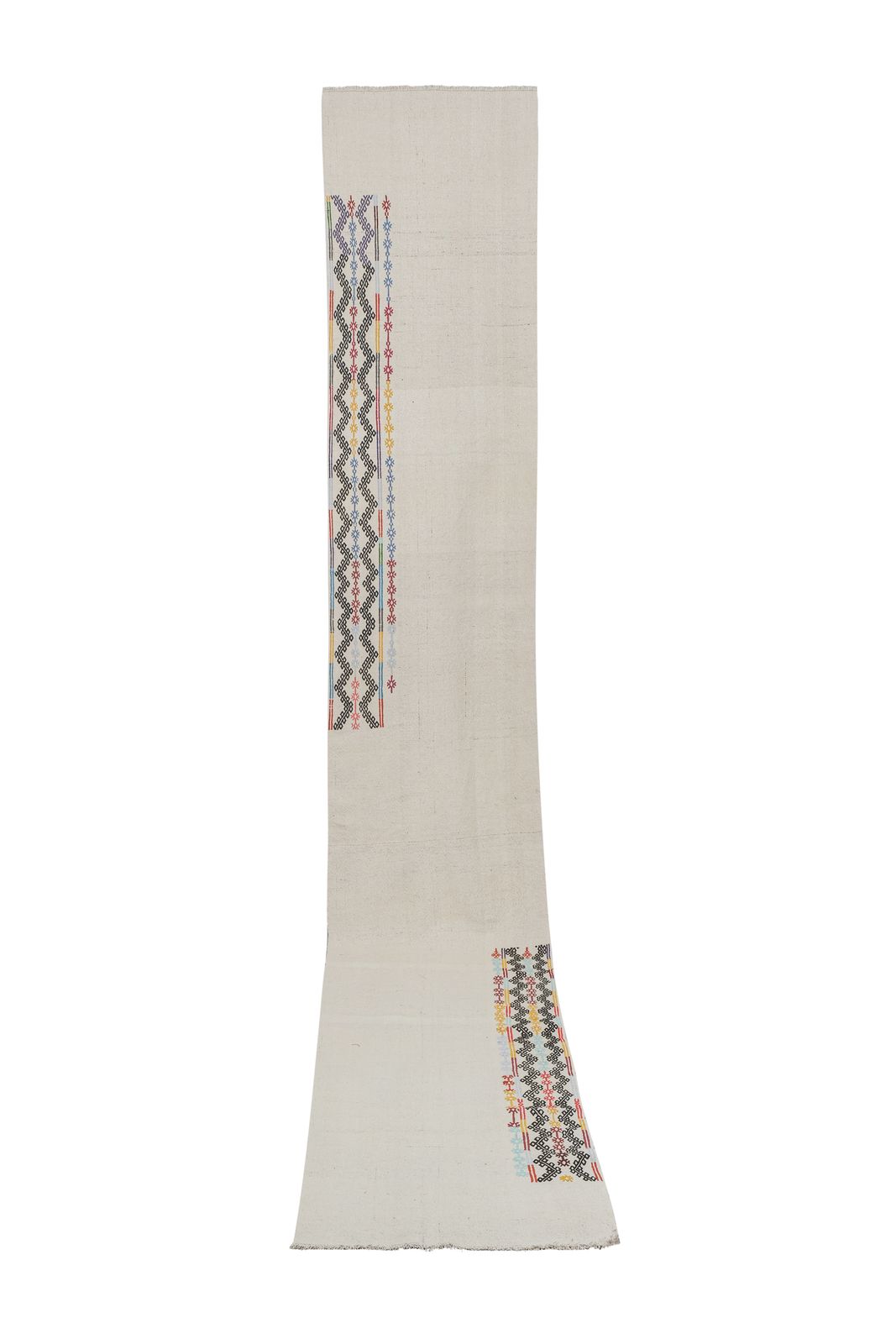 Mid Century Turkish Long And Narrow Kilim Runner, Boho Nomadic Stair Kilim