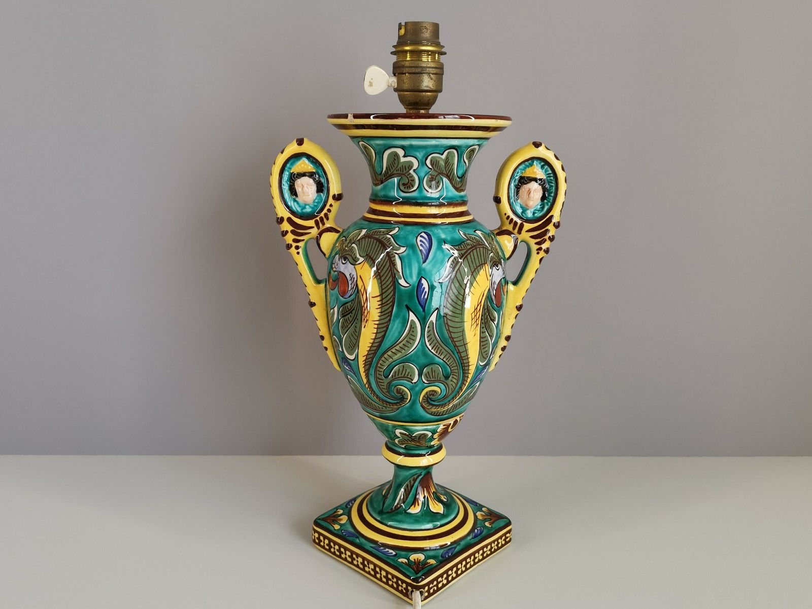 Gabriel Fourmaintraux Pottery Of Desvres Cutting With Dragons And Schooner / Lamp / French Ceramics / Handicrafts / Mid Century photo furniture