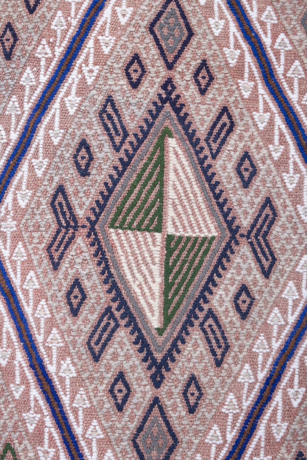 850.0 Classic Handwoven Pastel Color Diamond Pattern Turkish Kilim Rug 5'7" X 7'1" photo