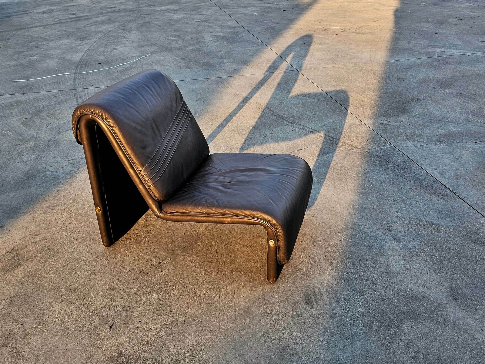 Pair Of Postmodern Minimalist Leather Lounge Chairs In Style Of Etienne Fermigier By Swiss Seats // Made In Switzerland In 1970s photo furniture