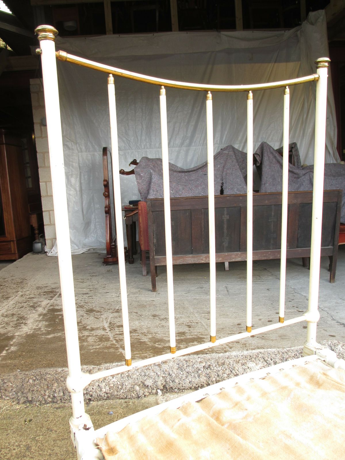 Victorian Brass And Iron Painted Single Bed photo vintage