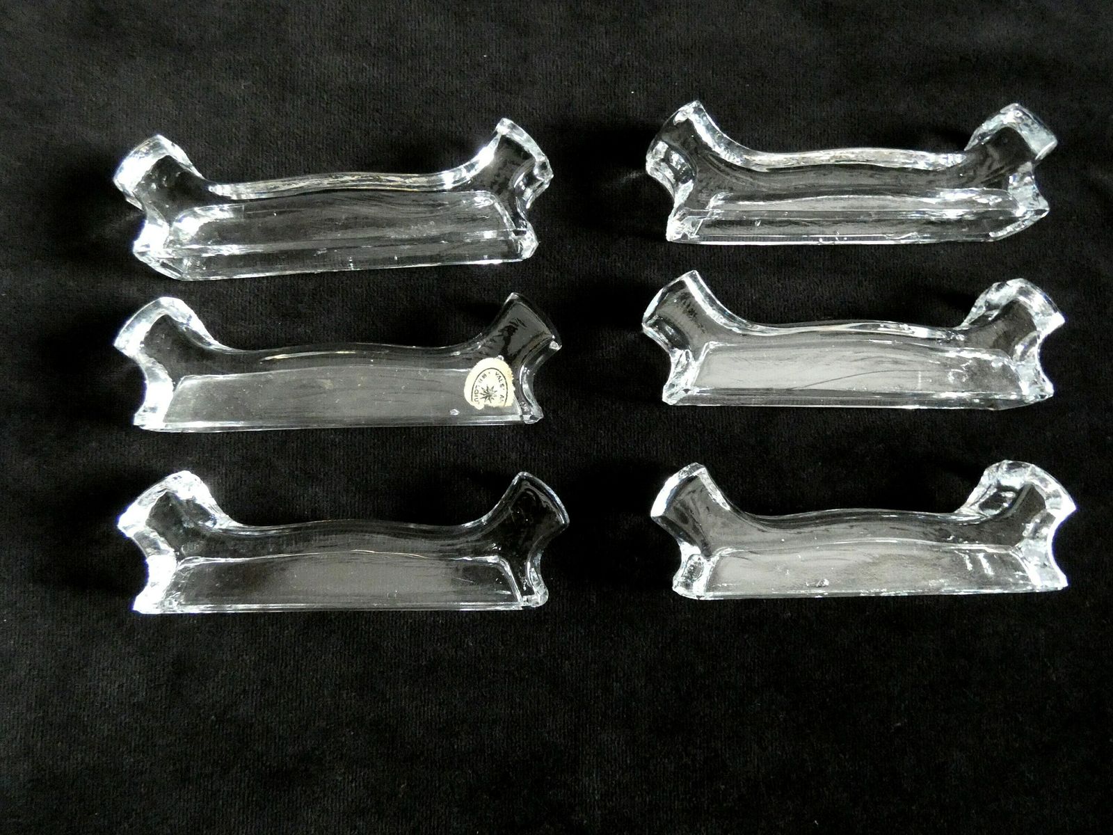 6 Vintage Val St Lambert Crystal Knife Rests, Belgium Knife Holders Vsl Val Saint Lambert, Vintage Crystal Glass Cutlery Rests, Belgium 40s photo Home Decor